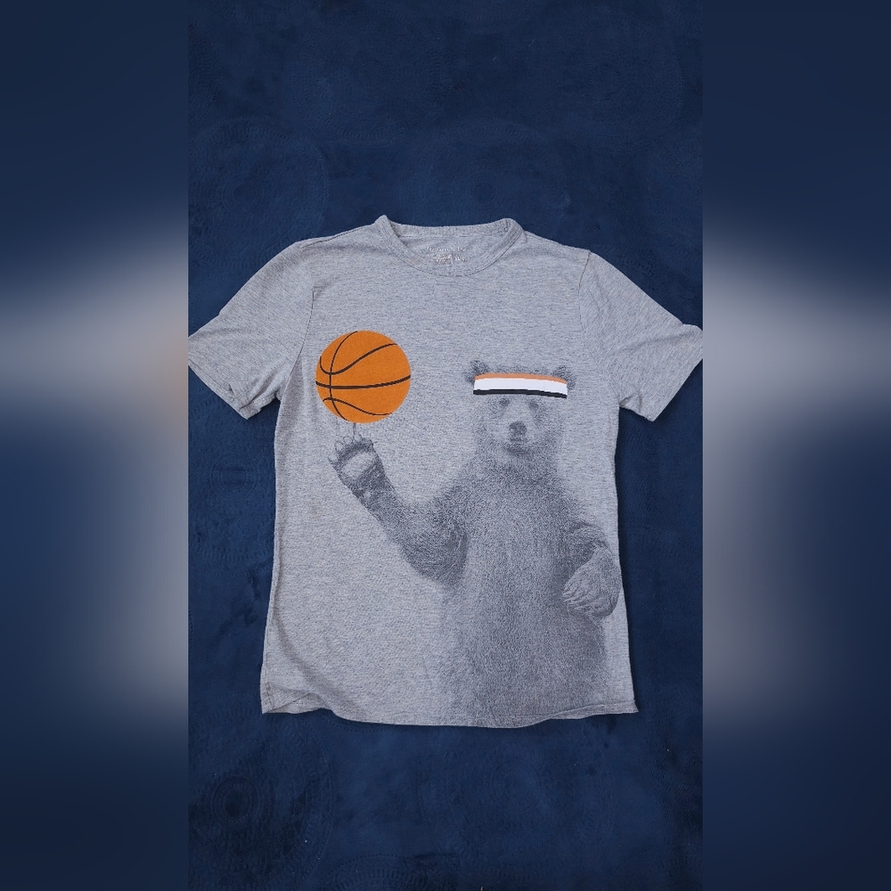 Kids' Gray Bear Basketball T-Shirt